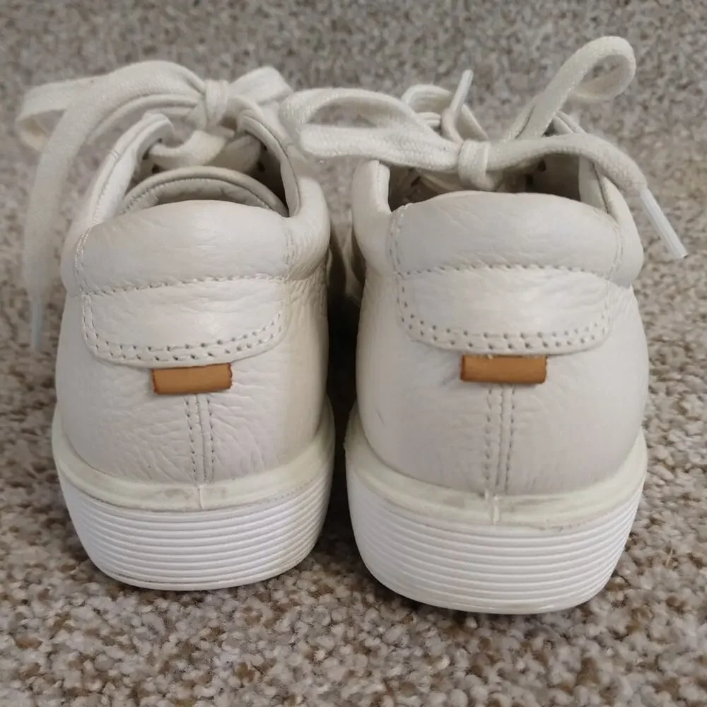 Ecco White Leather Low-Top Sneakers